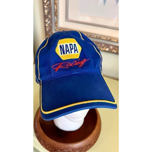 NASCAR NAPA Racing Michael Waltrip Men’s Blue Yellow Adjustable Hat Cap - Picture 1 of 9